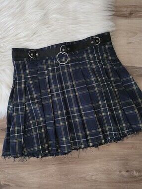 NEW Dolls Kill Current Mood Pleated Plaid Mini Skirt- small